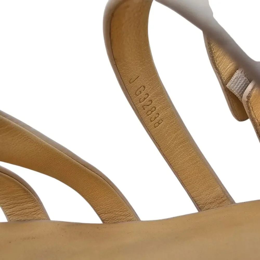 Chanel Pearl White Leather Gladiator Flat Sandal Strap Cage Zip Size 38 7 7.5